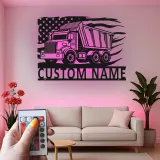 Insegna in metallo LED personalizzata a tema camion ribaltabile regalo per appassionati di camion decorazione per garage o man cave 9