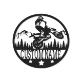 Cartel de metal LED personalizado de piloto de motocross regalo para entusiastas de motos de cross decoración de garaje o cueva de hombre 1