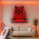 Décoration murale en métal personnalisée avec chat Maine Coon, rétroéclairage LED, cadeau pour amoureux des animaux, décoration de salon
