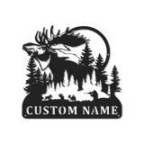 Personalized Moose Metal Sign | LED Backlit Wall Art for Cabin & Lodge Decor | Custom Hunter Name Plaque