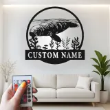 Individuelle Manatee Metall-Wandkunst | Personalisierte LED-Ozeanschild für Küstendekor | Nautisches Geschenk für das Meeresleben