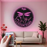 Décoration murale en métal LED personnalisée Libellule Cadeau pour amoureux de la nature Décor de jardin ou patio 1