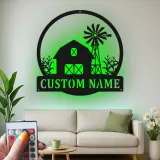Custom Farmhouse Barn Led Light Metal Wall Art Personalized Gift for Farmers Rustic Home Decor