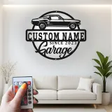 Insegna in metallo LED personalizzata per garage con auto muscolare regalo per appassionati di auto decorazione man cave