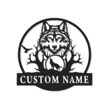Cartel de metal LED de lobo personalizado regalo de vida salvaje para amantes de la naturaleza decoración de sala de estar rústica