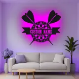 Insegna in metallo LED personalizzata per dartboard regalo per giocatori di freccette decorazione per sala giochi