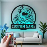 Custom Cardinal Bird Led Light Metal Wall Art Personalized Nature Lover Gift Living Room or Garden Decor 2