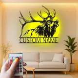 Cartel de metal LED de ciervo personalizado para amantes de la naturaleza, decoración rústica de cabaña
