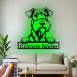 Décoration Murale en Métal LED Schnauzer Personnalisée | Panneau de Portrait d'Animal | Cadeau Moderne pour Amoureux des Chiens