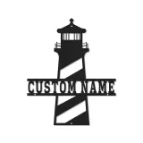 Leuchtturm-Metall-Wandkunst | Personalisiertes LED-Namensschild für Küstendekor | Nautisches Dekor für das Strandhaus