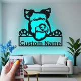 Cartel de metal LED de Schnauzer personalizado, regalo para amantes de los perros, decoración para el salón 1