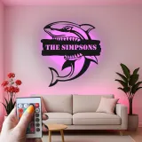 Custom Shark Led Light Metal Wall Art Personalized Gift for Ocean Lovers Unique Man Cave Decor