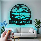 Custom Lighthouse Sign | LED Metal Wall Art | Coastal Beach House Decor | Personalized Nautical Gift