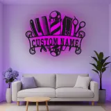 Custom Barber Shop Led Light Metal Wall Art Personalized Gift for Barbers Salon Decor
