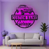 Décoration murale en métal personnalisée camionnette avec rétroéclairage LED - Cadeau de garage pour lui, décoration de man cave