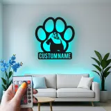 Décoration murale en métal personnalisée de patte de Scottish Terrier avec rétroéclairage LED - Cadeau pour les amoureux des chiens et décoration de salon