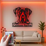 Insegna in metallo LED personalizzata per amanti dei cani con Alano - Regalo per la sala da pranzo