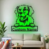 Custom Golden Retriever Led Light Metal Wall Art Personalized Dog Lover Gift Living Room Pet Decor 1