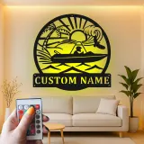 Custom Speedboat Adventure Led Light Metal Wall Art Personalized Boating Gift for Him Nautical Decor for Man Cave