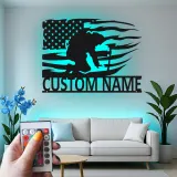 Insegna per Vigile del Fuoco Personalizzata | Arte Murale in Metallo LED Personalizzata | Regalo Patriottico per Decorazione Man Cave