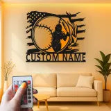 Insegna in metallo personalizzata per giocatore di softball con luce LED regalo per atleti decorazione per stanza sportiva 2