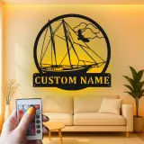 Personalized Sailboat Metal Wall Art | LED Nautical Ship Sign | Custom Sailor Gift & Coastal Home Decor