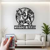 Insegna con Nome Personalizzato per Softball | Arte in Metallo LED | Regalo per Giocatore Personalizzato | Decorazione per Stanza Sportiva