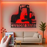 Custom Excavator Led Light Metal Wall Art Personalized Gift for Construction Enthusiasts Office or Garage Decor 1