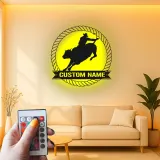 Cartel de metal LED personalizado de vaquero de rodeo regalo occidental para él decoración rústica de cueva de hombre