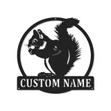 Cartel de metal personalizado de ardilla | Arte de vida silvestre iluminado con LED | Decoración de cabaña personalizada para amantes de la naturaleza