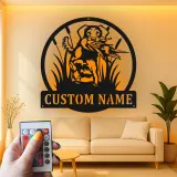 Custom Labrador Retriever Sign | LED Metal Wall Art with Duck | Personalized Hunter Gift Decor for Man Cave | Hunting Dog Art