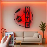 Cartel de metal personalizado de fútbol | Arte mural de metal LED | Número de jugador personalizado | Decoración de habitación de niño y regalo para atleta