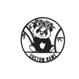 Insegna in metallo personalizzata con panda e luce LED - Regalo personalizzato per nursery, decorazione carina per la camera dei bambini