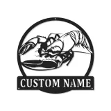Insegna in metallo LED personalizzata con aragosta | Decorazione per cucina costiera personalizzata | Arte murale per casa al mare e regalo per pescatori