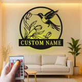 Personalized Hummingbird Metal Sign | LED Light Wall Art | Custom Nature Decor for Home & Office | Bird Lover Gift