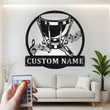Cartel de metal LED de batería Regalo para músico con nombre Decoración de estudio o sala de música