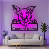 Cartel de metal LED personalizado de Pastor Alemán, regalo para amantes de los perros, decoración para la sala de estar
