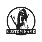 Personalisierte LED-beleuchtete Metall-Wandkunst Baumkletterer Einzigartiges Geschenk für Arboristen