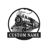 Décoration murale en métal personnalisée de train à vapeur avec rétroéclairage LED - Cadeau pour passionnés de trains, décoration pour man cave ou bureau