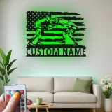 Insegna in metallo LED personalizzata per la lotta, regalo per lottatori, decorazione per man cave e sport