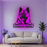 Custom Akita Led Light Metal Wall Art Personalized Dog Lover Gift Living Room Pet Decor