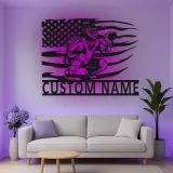 Insegna in metallo personalizzata con luce LED per catcher di baseball - Regalo personalizzato per appassionati di baseball e decorazione per stanze sportive 1