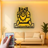 Cartel de metal LED de gato persa personalizado, regalo para amantes de mascotas, decoración para sala de estar