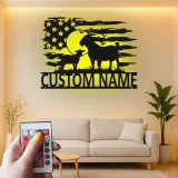 Personalisierte Ziegen-Metalltafel mit LED | Rustikale Landhaus-Wandkunst | Personalisierte patriotische Dekoration für Ranch & Zuhause