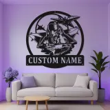 Enseigne pilote avion de chasse personnalisée | Art mural LED en métal | Décoration murale aviation pour aviateurs et cadeau militaire