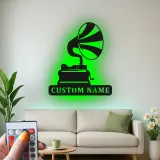 Décoration murale en métal LED personnalisée pour les amoureux de la musique - Gramophone