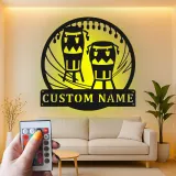 Cartel de metal personalizado con luz LED de bongos para regalo de músico, decoración de sala de música