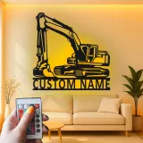 Insegna in metallo LED personalizzata per escavatore - Regalo per appassionati di costruzione