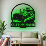Cartel de metal LED de bulldozer personalizado, regalo de construcción para él, decoración de garaje u oficina para amantes de equipos pesados