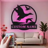 Décoration murale en métal LED silhouette de canard personnalisée pour les passionnés de faune